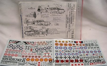 Carpena 1/72 T-6 / SNJ Harvard 20 Aircraft in 20 Air Forces 1/72 Decals, 72-03 plastic model kit